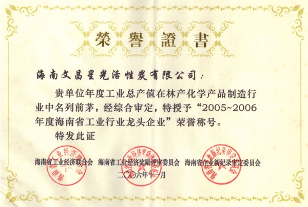 2005-2006海南省工業行業龍頭企業