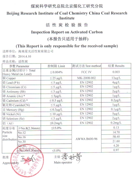 北京煤質炭檢驗報告2